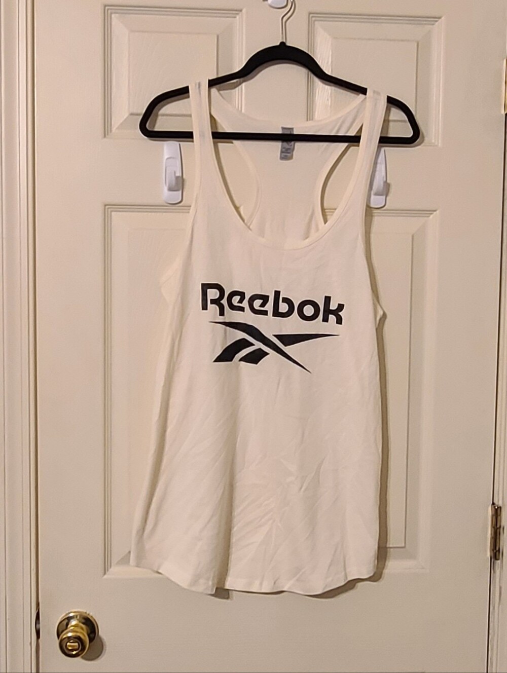 Reebok Cream Racerback Tank with Black Logo - Size 2XL